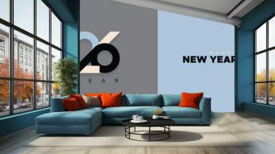 Happy new year 2026 greeting design with elegant number and fashionable style. 2026 new year bold number design Wall mural