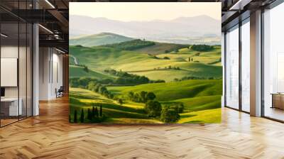 Beautiful and miraculous colors of green spring panorama landsca Wall mural