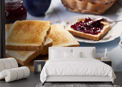 Breakfast with bread toast Wall mural