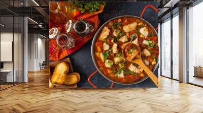 Traditional Portuguese fish stew. Cod stew. Wall mural