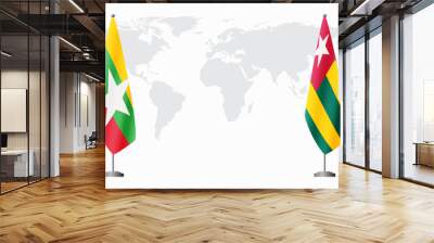  Myanmar and Togo flags for official meeting Wall mural