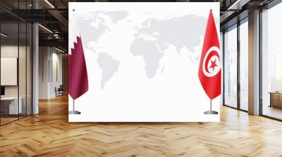  Qatar and Tunisia flags for official meeting Wall mural