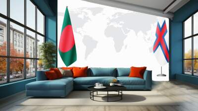 Bangladesh and Faroe Islands flags for official meeting Wall mural