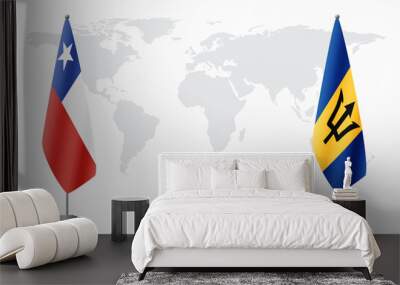 Chile and Barbados flags for official meeting Wall mural