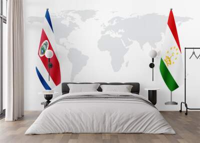 Costa Rica and Tajikistan flags for official meeting Wall mural