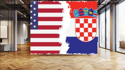 Croatia and USA grunge flags connection vector Wall mural