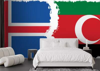 Darfur and Iceland grunge flags connection vector Wall mural