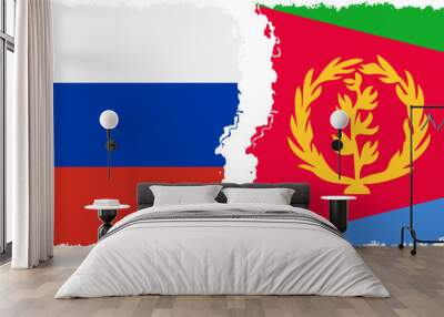 Eritrea and Russia grunge flags connection vector Wall mural