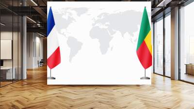 France and Benin flags for official meeting Wall mural