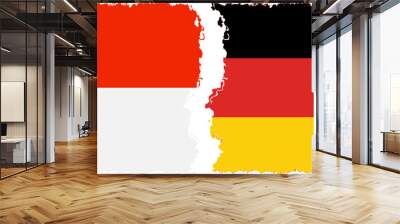 Germany and Indonesia grunge flags connection vector Wall mural