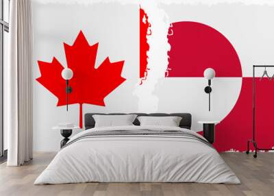 Greenland and Canada grunge flags connection vector Wall mural