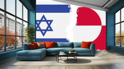 Greenland and Israel grunge flags connection vector Wall mural