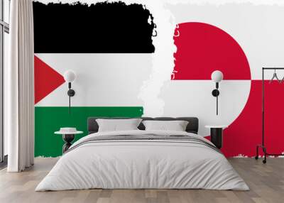 Greenland and Palestine grunge flags connection vector Wall mural