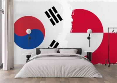 Greenland and South Korea grunge flags connection vector Wall mural