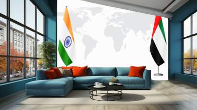 India and United Arab Emirates flags for official meetin Wall mural