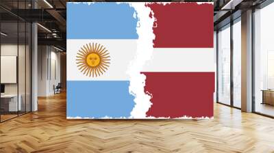 Latvia and Argentina grunge flags connection vector Wall mural