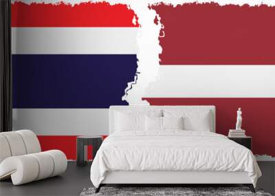 Latvia and Thailand grunge flags connection vector Wall mural