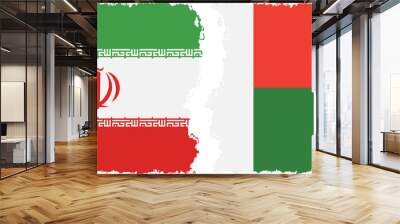 Madagascar and Iran grunge flags connection vector Wall mural