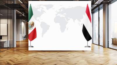 Mexico and Yemen flags for official meeting Wall mural