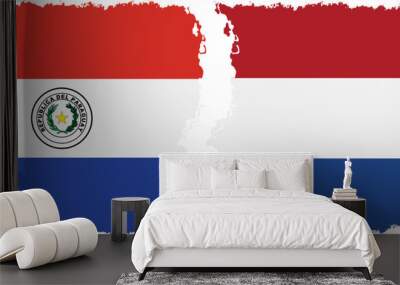 Netherlands and Paraguay grunge flags connection vector Wall mural