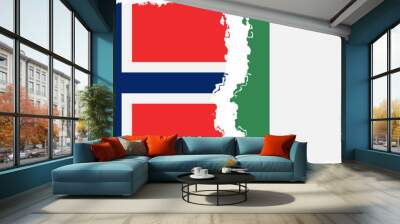 Nigeria and Norway grunge flags connection vector Wall mural