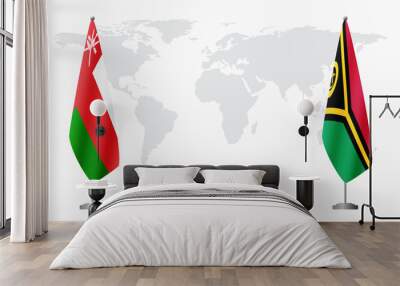 Oman and Vanuatu flags for official meeting Wall mural