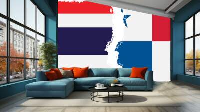 Panama and Thailand grunge flags connection vector Wall mural