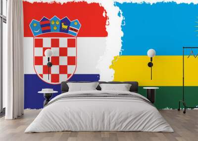 Rwandan and Croatia grunge flags connection vector Wall mural