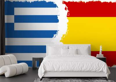 Spain and Greece grunge flags connection vector Wall mural