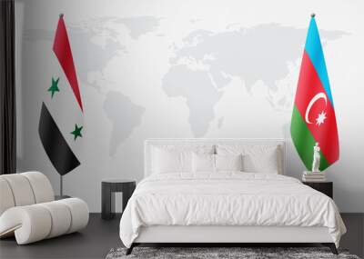 Syria and Azerbaijan flags for official meeting Wall mural