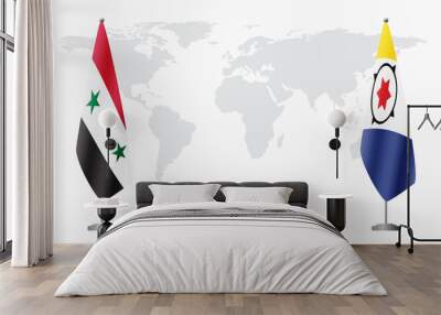 Syria and Bonaire flags for official meeting Wall mural