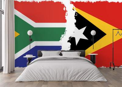 Timor-Leste - East Timor and South Africa grunge flags connection vecto Wall mural