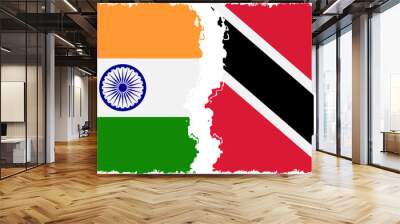 Trinidad and Tobago and India grunge flags connection vector Wall mural