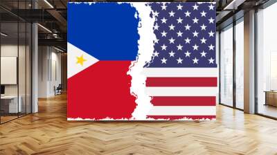 United States and Philippines grunge flags connection vector Wall mural