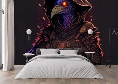 bird sorcerer dd anime darkest dungeon style portrait  Wall mural