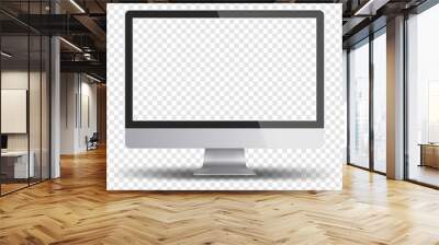 Computer monitor display with empty screen isolated on transparent background. Wall mural