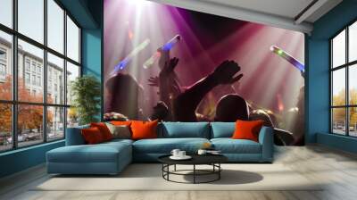 club party crowd hands up Wall mural