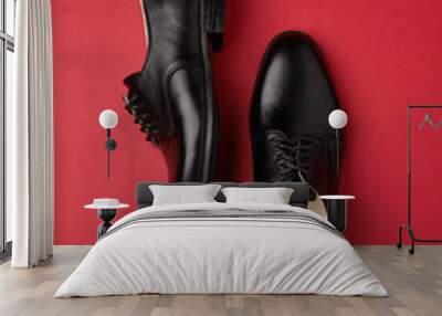 Male shoes. Derby. Men's fashion leather shoes Wall mural