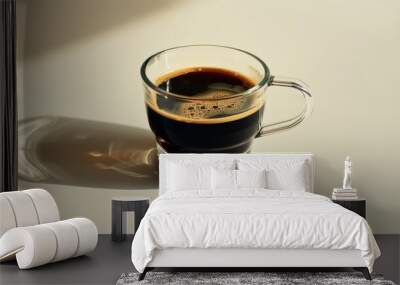 a transparent glass mug with espresso coffee, minimalistic, still life Wall mural