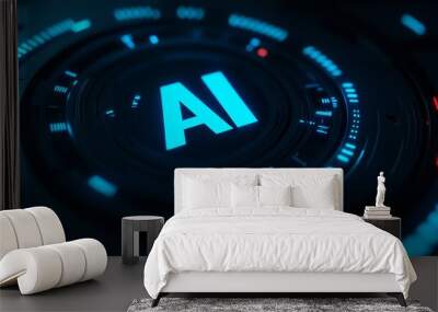 AI logo with the letters 'AI' in bold, Technology, Blue Tone Wall mural