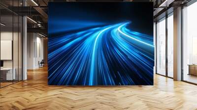 blue car lights at night. long exposure
 Wall mural