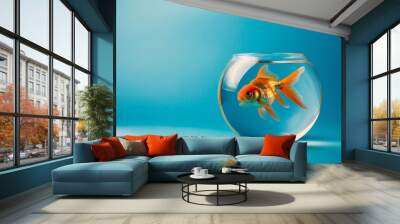 Goldfish on a blue background
 Wall mural