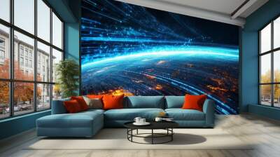 internet data flowing, futuristic background Wall mural