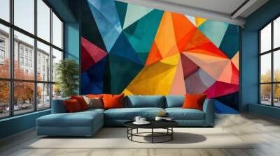 vector abstract irregular polygon background with a triangular pattern in full color rainbow spectrum colors Wall mural