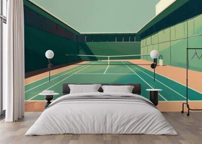 watercolor tennis court Wall mural