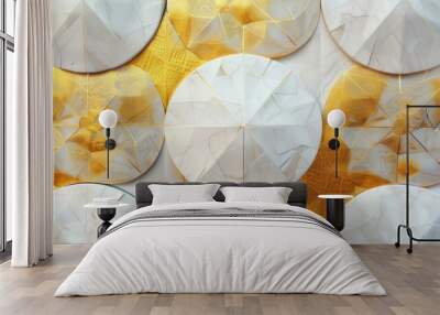 white and gold background. gold leaf style book cover. sacred geometry polygons, circles Wall mural