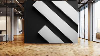 white lines at an angle, slice the entire frame, white on black background Wall mural