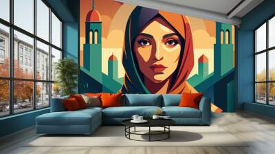 beautyful arabic woman vector illustration Wall mural