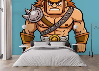 cartoon  illustration of barbarian Wall mural