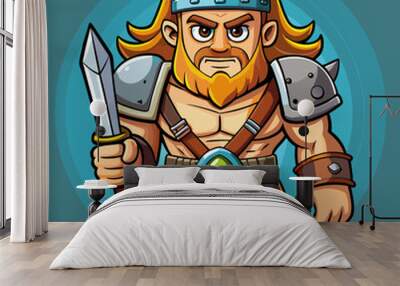 cartoon  illustration of barbarian Wall mural